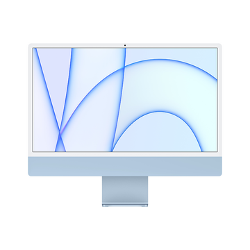 Apple iMac 24英寸 4.5K屏 新款八核M1芯片(7核图形处理器) 8G 256G SSD 一体式电脑主机 蓝色 MJV93CH/A