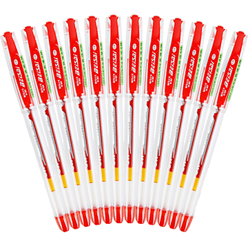 晨光(M&G)文具0.38mm红色中性笔 葫芦头全针管签字笔 财务专用水笔 12支/盒K37