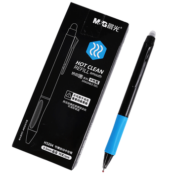 晨光(M&G)文具0.5mm晶蓝色中性笔 热可擦按动签字笔 子弹头水笔 10支/盒AKPH3204