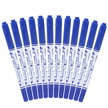 晨光(M&G)文具蓝色双头美术勾线笔 学生记号笔 史努比系列学习重点标记笔 12支/盒SPM21302